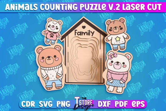 Download Bears Counting Baby Puzzle Laser Cut V.2 - Baby puzzle Collection