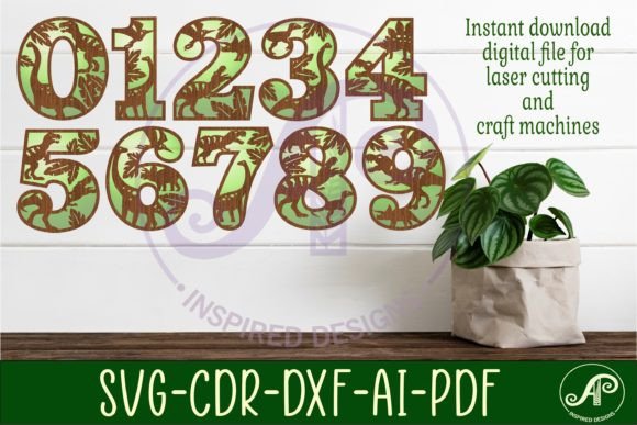 Download Dino Number Two Layer Wall Sign SVG Cut - Premium Resources