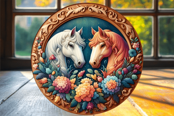 Download Vibrant Orange Couple Horse Sign Sign - Horse sign Collection
