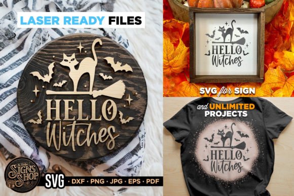 Download Hello Witches Cat | Halloween SVG Sign - Svg sign Collection