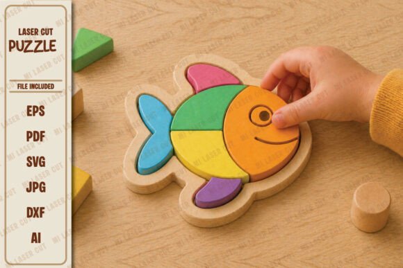 Download Colorful Fish Baby Puzzle Laser Cut SVG - Baby puzzle Collection